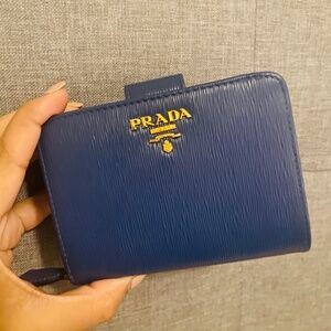 Prada Navy Blue Small Leather Wallet